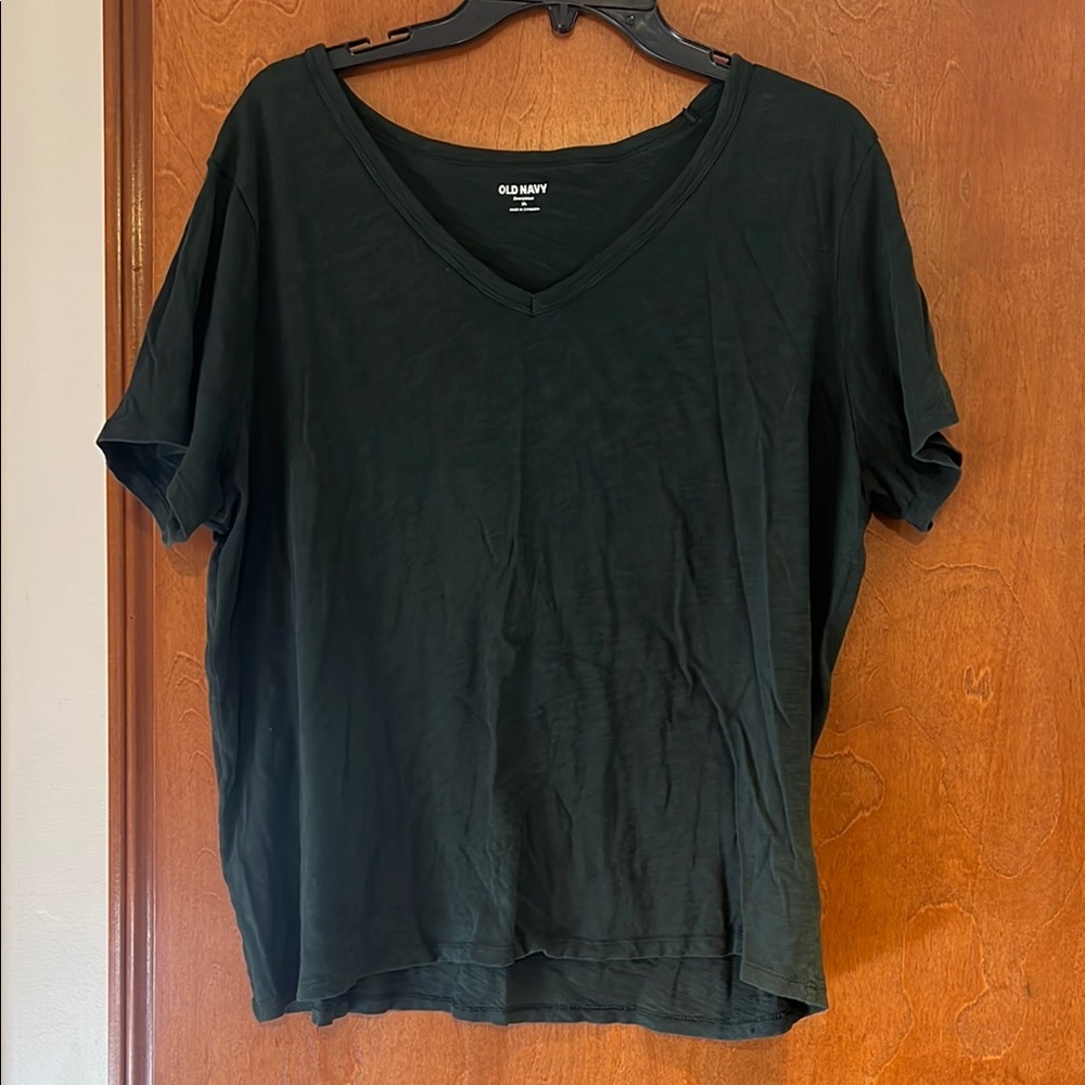 Old Navy Dark Green V-Neck T-Shirt